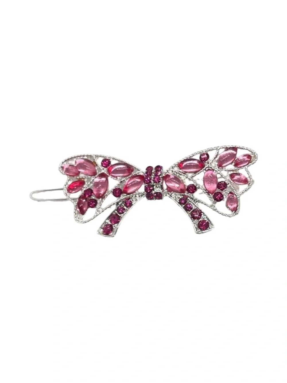 Pink Bow Rhinestone Hair Clip 2.5”FINAL PRICE DROP